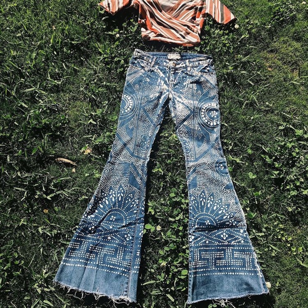Bali pattern print jeans